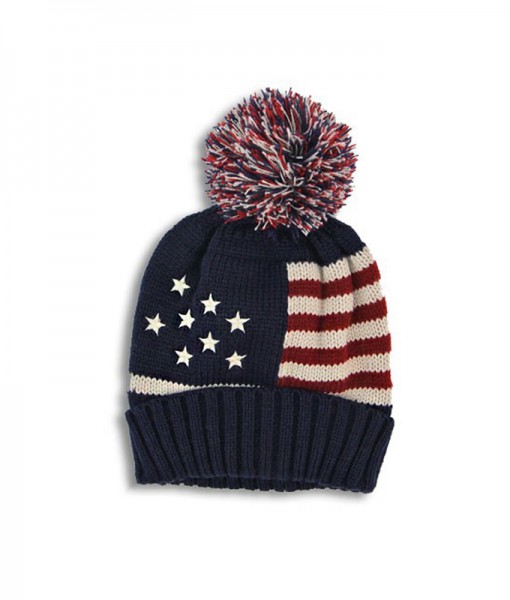 Bonnet Stars and Stripes Beanie Hat Vintage Navy A02